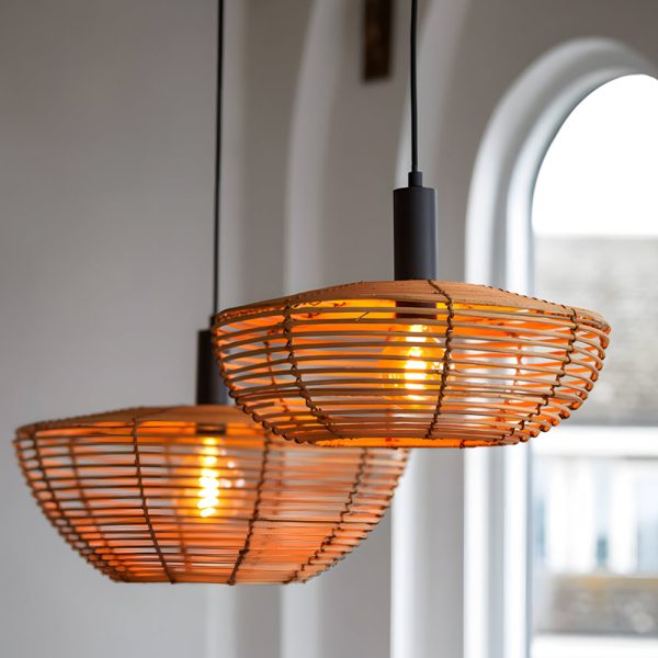 Round Woven Minimalist Wabi-Sabi Modern Hanging Ceiling Lights Wall Lamp - Image 3