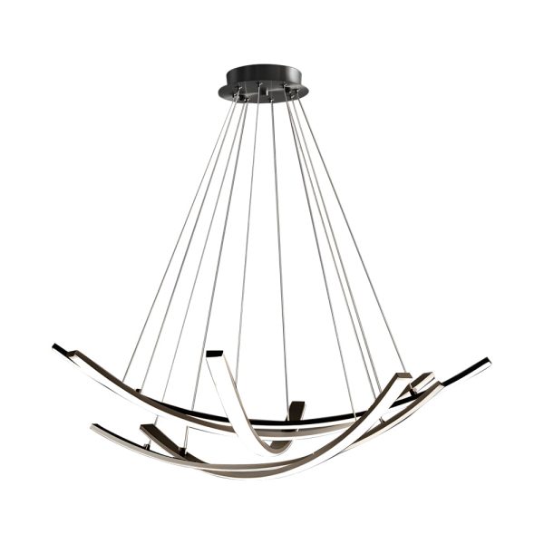 Elegant Curved Copper Strip Full-Spectrum LED Pendant Light - Image 13