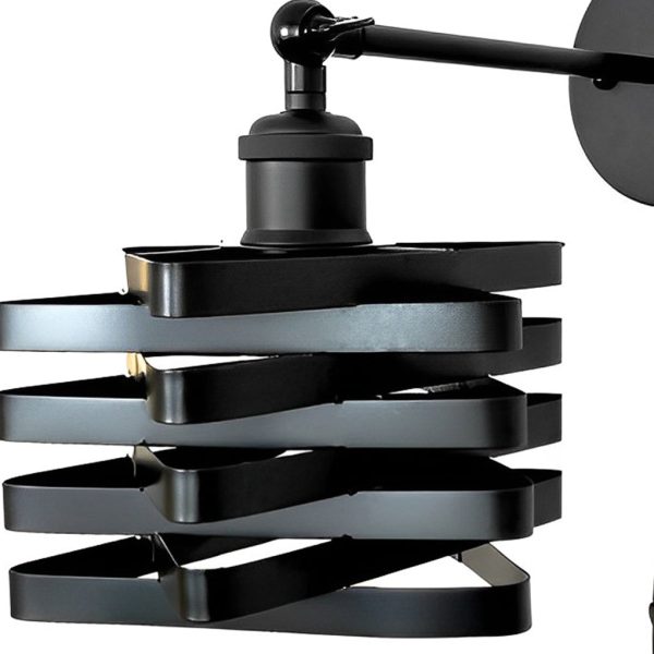 Creative Iron Adjustable Black Industrial Style Swing Arm Wall Sconces with Plug - Image 5