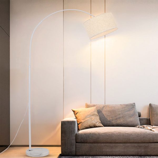 Marble Base and Shaded Adjustable Arc Floor Lamp - Image 2