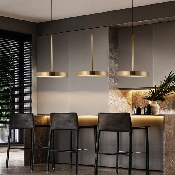 Ultra-thin Round Minimalist LED Nordic Pendant Light Kitchen Island Lighting - Image 5