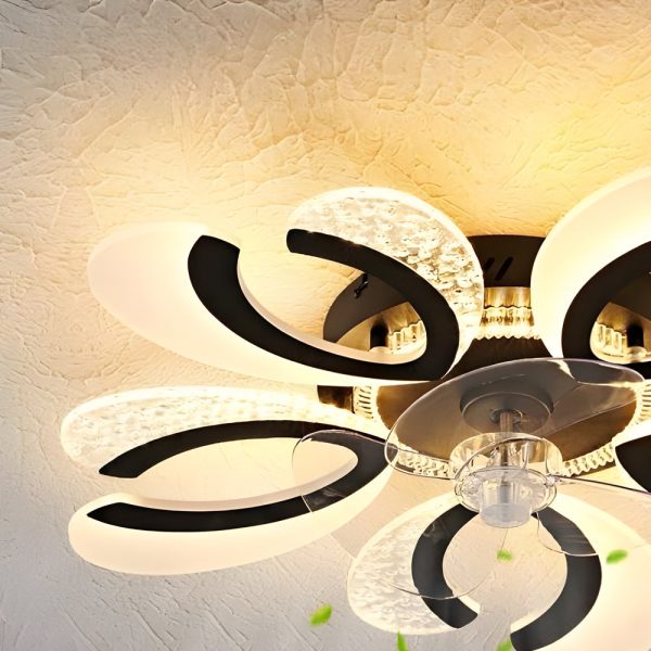 Simple Flowers Mute Timing Stepless Dimming Smart Modern Ceiling Fan Light - Image 3
