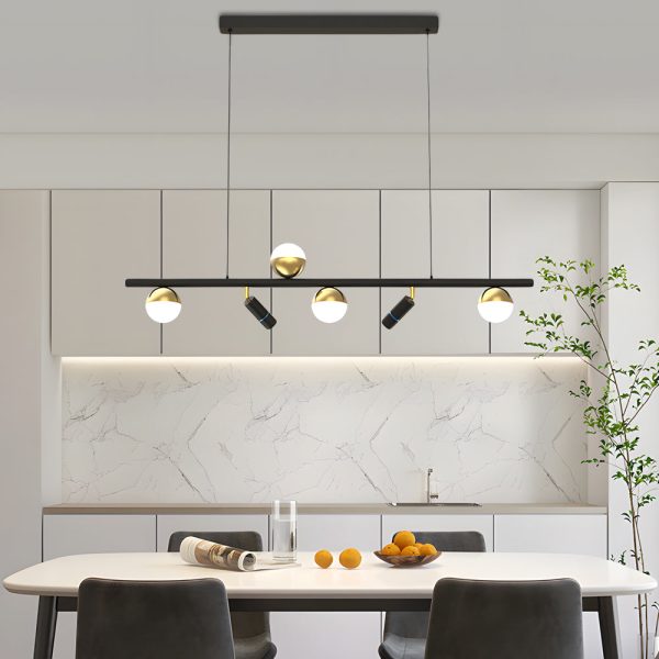 Long Strip LED Three Step Dimming Nordic Spotlight Dining Room Chandelier - Image 4