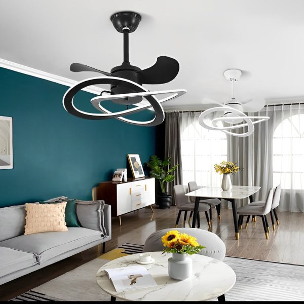 Waves Flower LED Mute Timing Creative Nordic Bladeless Ceiling Fans - Image 8