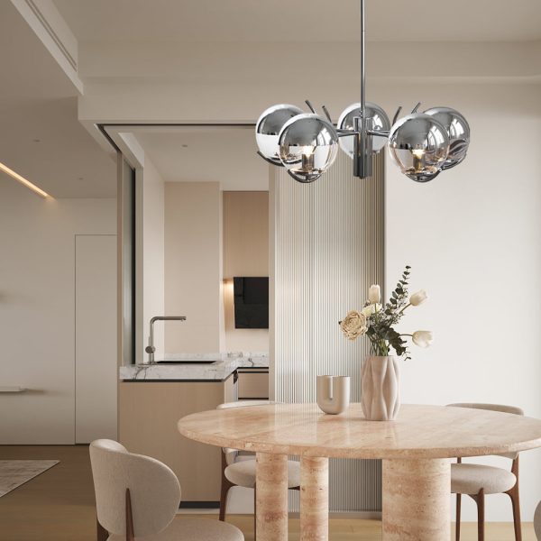 4/5 Lights Glass Globe Ball Electroplating Iron Nordic Chandelier Light - Image 8