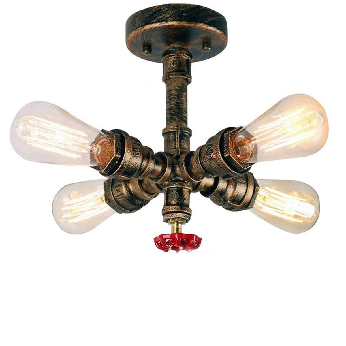 Industrial Retro Wrought Iron 4-Light Chandelier - Image 5