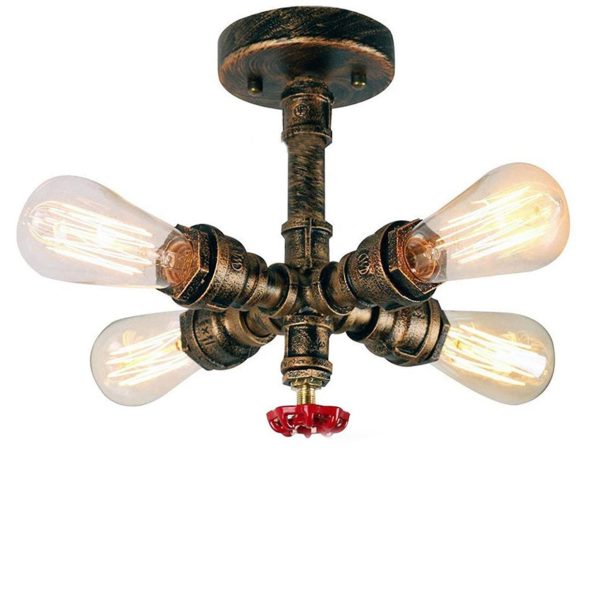 Industrial Retro Wrought Iron 4-Light Chandelier - Image 5