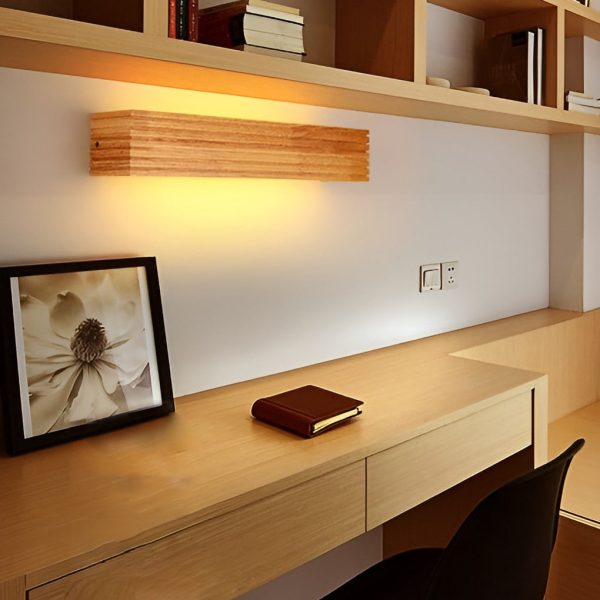 Wood Rectangular Waterproof LED Nordic Wall Sconce Lighting Mirror Light - Image 3
