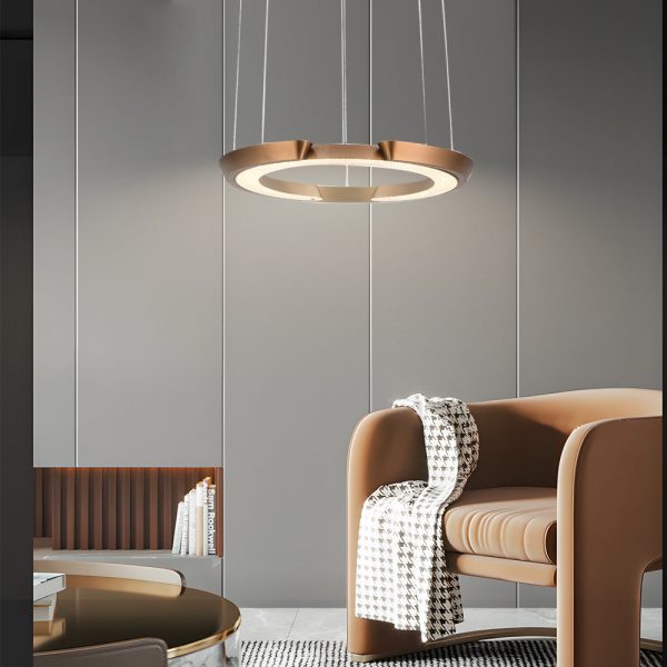 Modern LED Ring-Shaped Pendant Light with Acrylic Shades for Living Room - Image 2
