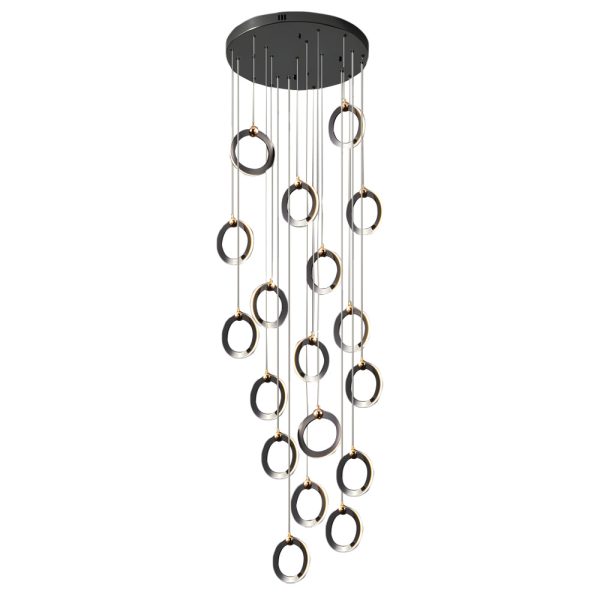 LED Ring Clusters Rotating Staircase Chandelier - Image 14