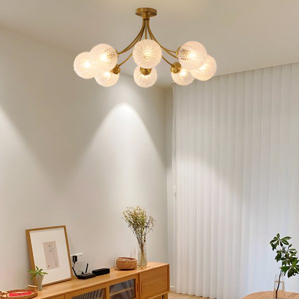 Modern Brass Carved Glass Semi-Flush Mount Ceiling Light - 6/8-Light - Image 2