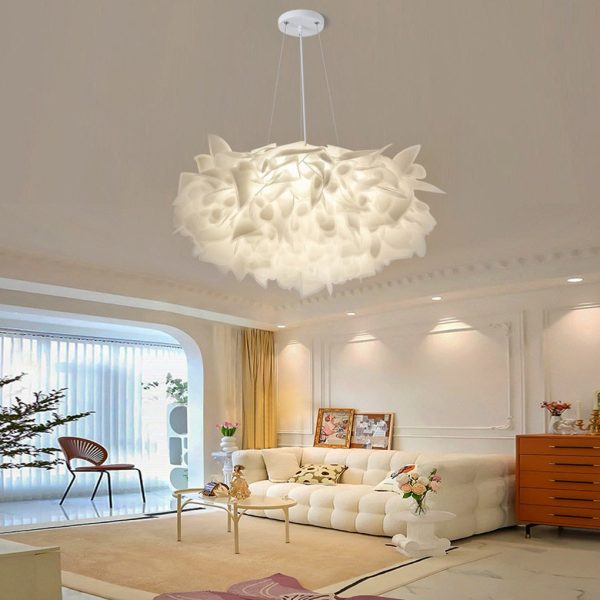 Flower Petals Three Step Dimming LED White Ins Nordic Chandelier Light - Image 7