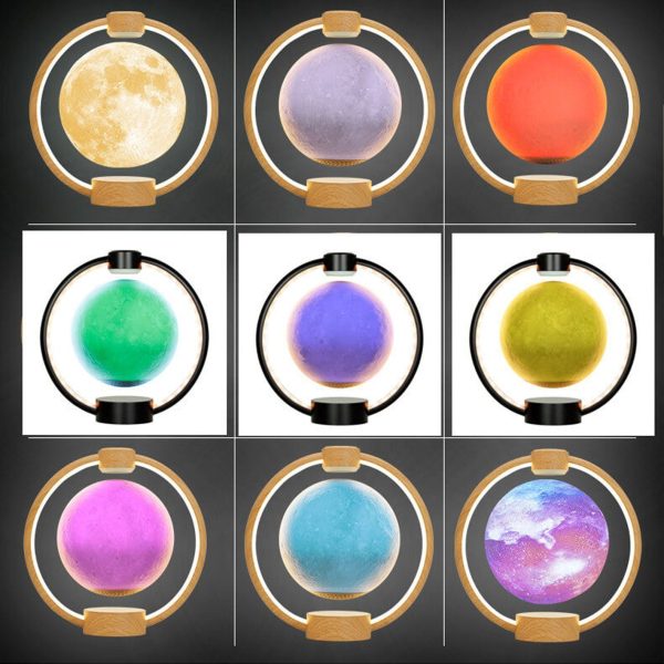 Creative Maglev Moon Design LED Colorful Light Night Light Table Lamp - Image 9