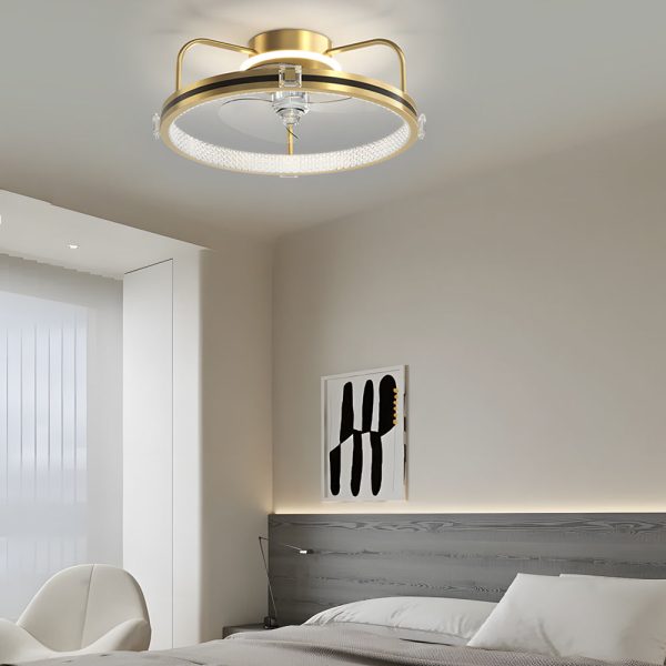 Round Mute Three Step Dimming LED Silent Modern Flush Mount Ceiling Fan - Image 4