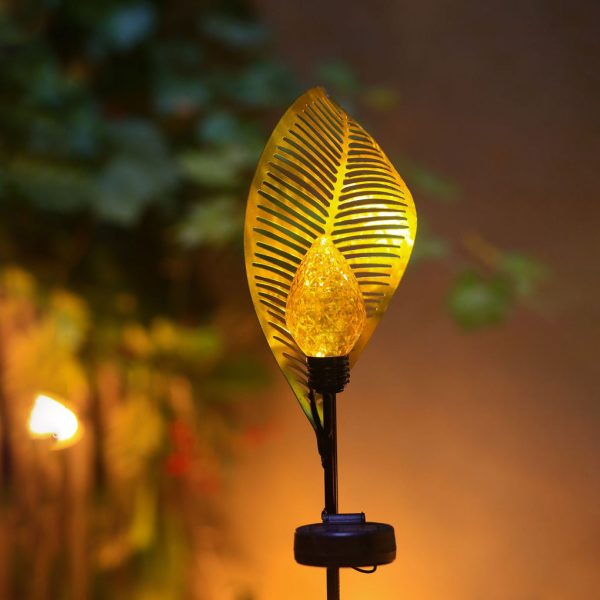 Elegant Curled Leaf Solar Lawn Light LED Outdoor Metal Post Lamp - Image 5