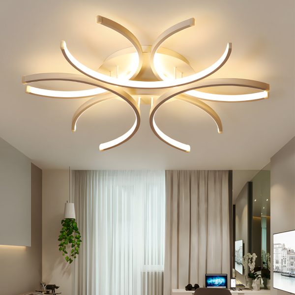 Simple Semi-Circle Lines Flower LED Dimmable Modern Ceiling Light Fixture - Image 4