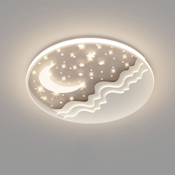 Nordic Creative Star Moon Round Aluminum LED Flush Mount Ceiling Light - Image 4