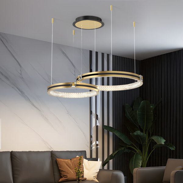 Circular Rings Three Step Dimming Brushed Gold Modern Ceiling Lights Fixture - Image 4