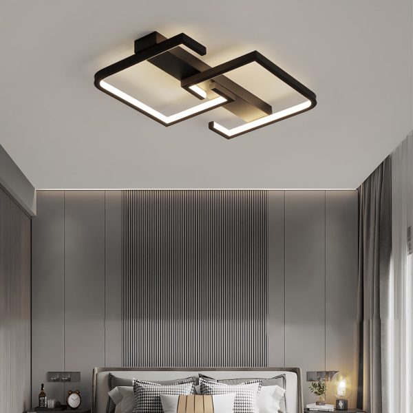 Simple Lines Square Frame 3 Step Dimming LED Black Modern Ceiling Lights - Image 5