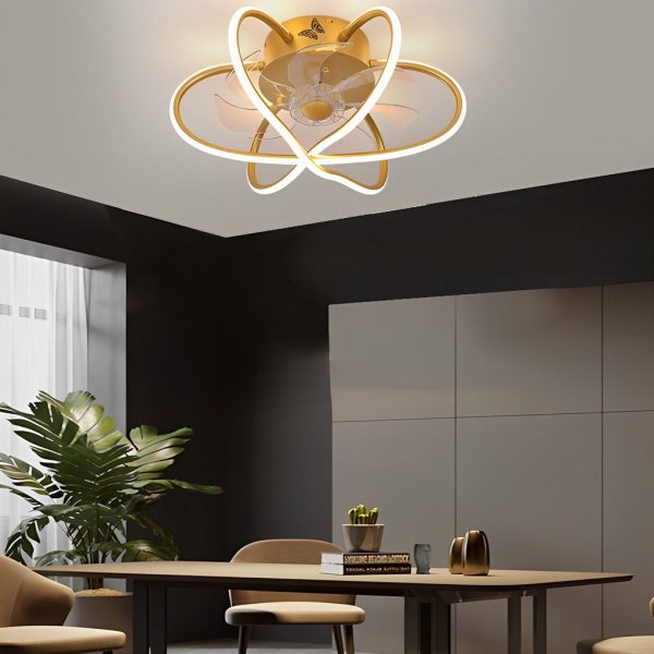 Round Flower Cage LED Dimmable with Remote Bladeless Ceiling Fans Lamp - Image 5