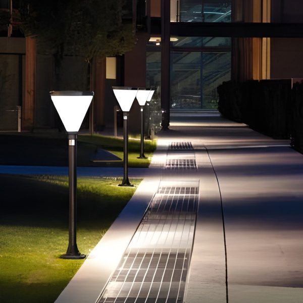 3.7V Cone Modern Solar Powered LED Path Light with Ground Insert or Mounting Base - Image 4