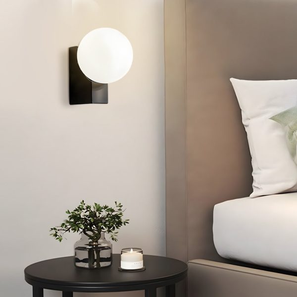 Cream White Glass Ball LED Wall Light with Dimmable Feature - Image 4