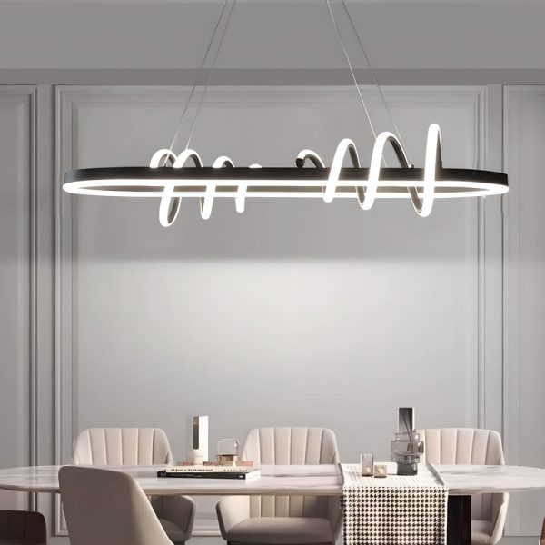 LED Dimmable Spiral Lines Dining Room Chandelier Hanging Lighting - Image 2