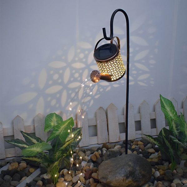 Iron Kettle Shower LED Solar Garden Light Unique and Efficient Outdoor Illumination