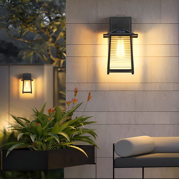 Waterproof Thickened Glass Black Retro Solar Outdoor Wall Lights - Image 2