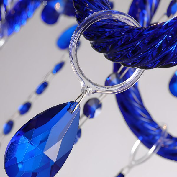 Retro Elegant Crystal Glass Candles LED 3 Step Dimming Blue Chandelier - Image 3