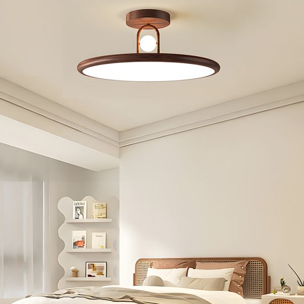 15.7/19.7-in Wood Grain Round Semi Flush Mount Ceiling Light - Image 2