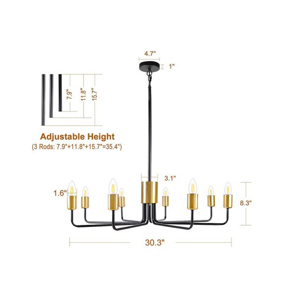 8 Lights Iron Farmhouse Creative American Style Chandelier Ceiling Light Fixture - Image 4