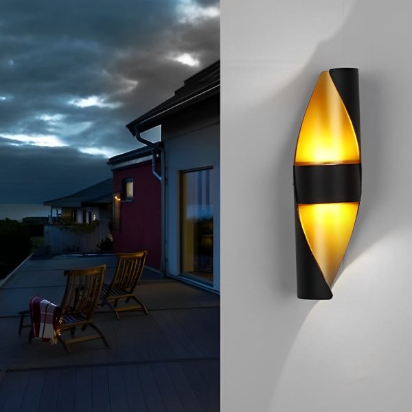 Spiral Exterior Up and Down Wall Lights Outdoor Wall Mounted Light with Gold Interior - Image 5