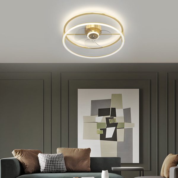 Minimalist Ring Three Step Dimming LED Mute Modern Bladeless Ceiling Fan Lights - Image 2