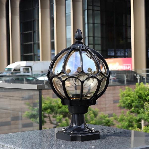 Vintage Outdoor Pier Mount Post Light with Glass Globe - Image 3