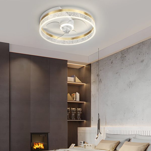 Circular Acrylic Bubbles LED Three Step Dimming Modern Ceiling Fan Lamp - Image 2