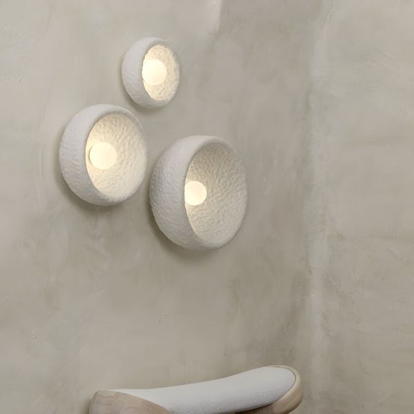 Japanese White Round 1-Light Wall Sconce, 3 Sizes - Image 4
