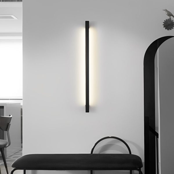 Minimalist Strip Three Step Dimming LED Black Postmodern Wall Lamp - Image 5