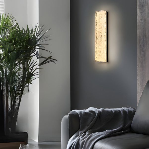 Modern Brass 1-Light LED Wall Sconces Rectangle Wall Light in Ice Resin - Image 3
