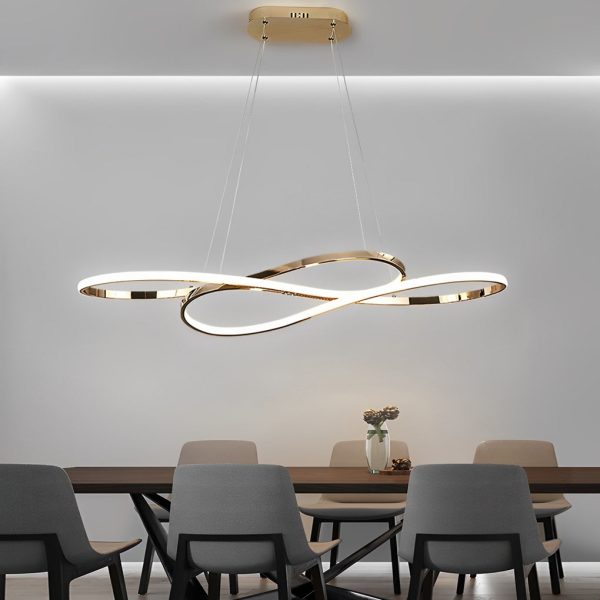 Wavy Double 8-shaped LED Stepless Dimming Nordic Chandelier Hanging Lamp - Image 6