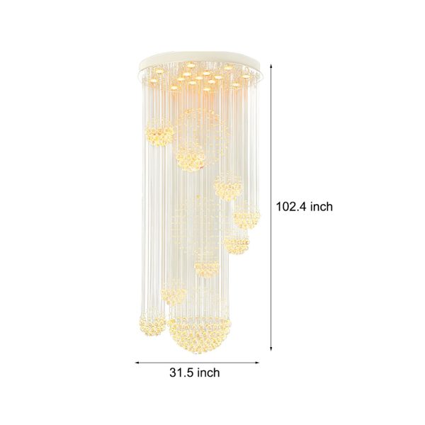 Spiral Raindrop Crystal Ball Three Step Dimming LED Staircase Chandelier - Image 4