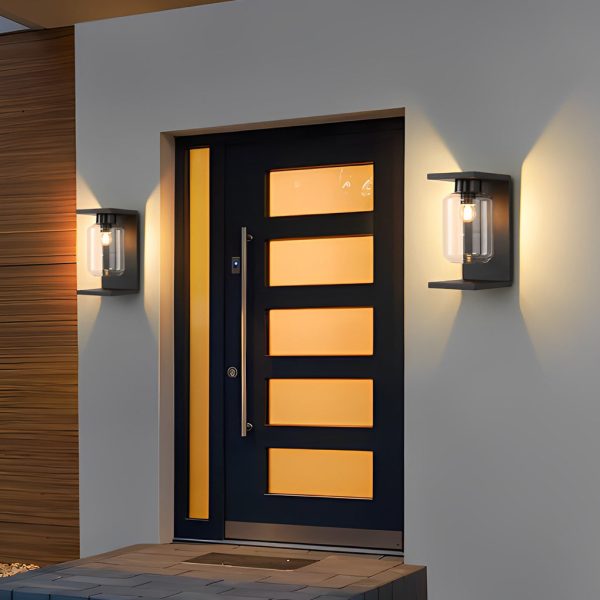 Outdoor Waterproof LED Glass Black Modern Solar Wall Lights with Remote - Image 4