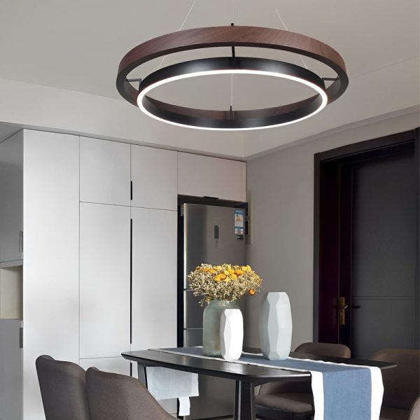 Round Minimalist Three Step Dimming LED Black Modern Chandelier Lights - Image 4
