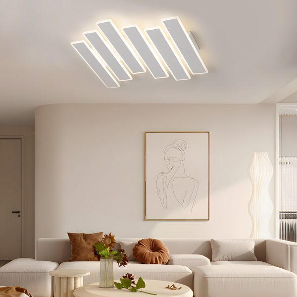 4/6-Lights White Metal Line Dimmable LED Ceiling Light - Image 3