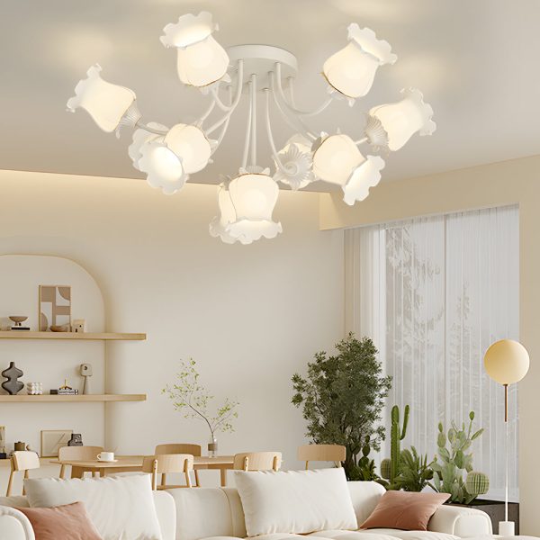 10 White Flowers 3 Step Dimming Creative Modern Ceiling Light Fixture - Image 2
