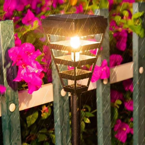Waterproof LED Intelligent Light Control Black Modern Solar Lawn Lamp - Image 3