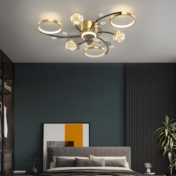 Simple Luxury Stars Ball Three Step Dimming Modern Ceiling Fan and Light - Image 2