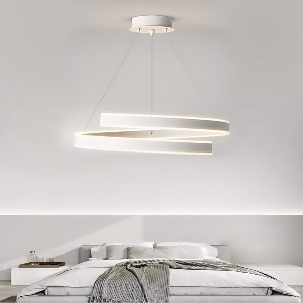 Rotating Ring Creative Three Step Dimming LED White Nordic Chandelier - Image 3