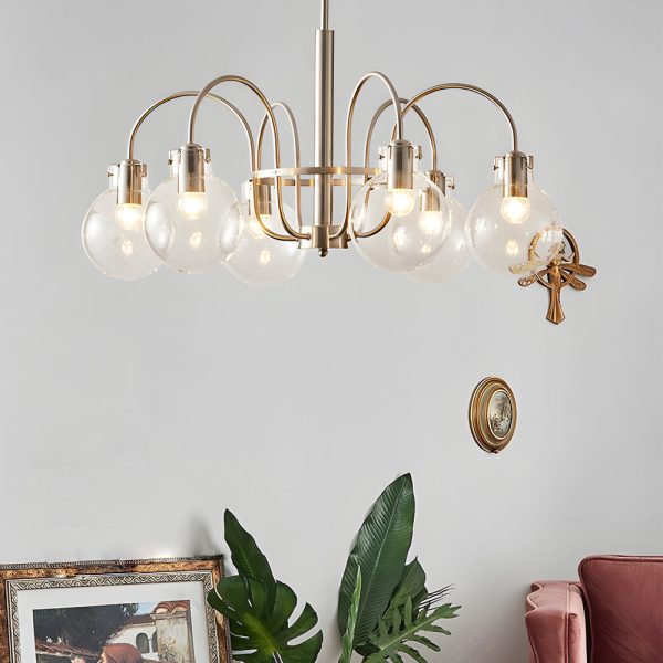 6-Light Glass Globe Shade Indoor Nickel Finish Chandelier - Image 3