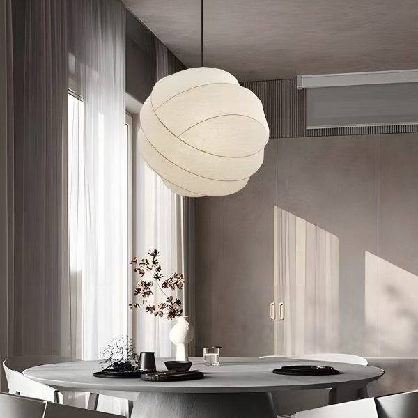 Simple Iron Silk Fabric Ball Wabi-Sabi Creative Japanese Style Chandeliers - Image 4